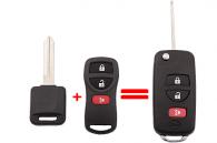 Корпус для изготовления выкидного ключа автомобиля NISSAN, 3 кнопки, лезвие NSN14