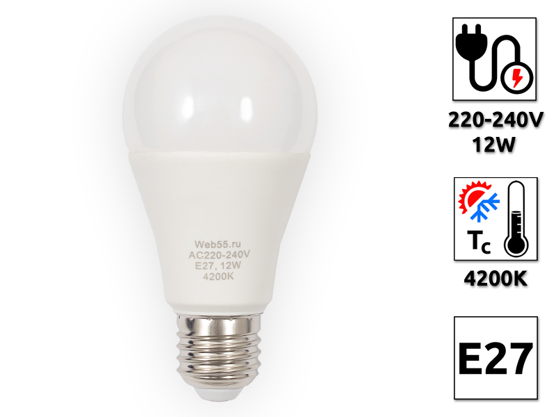 LED Лампа светодиодная BQ-G60-E27-12CPK-12w 4200K  - Купить с доставкой в магазине полезной электроники Web55.ru