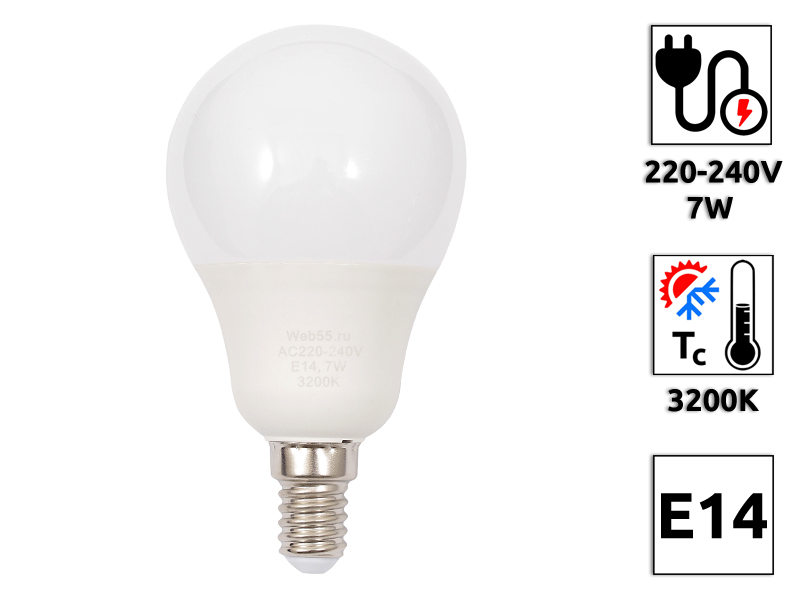 LED Лампа светодиодная BQ-G60-E14-7CPK, 7W, 3200K - Купить с доставкой в магазине полезной электроники Web55.ru