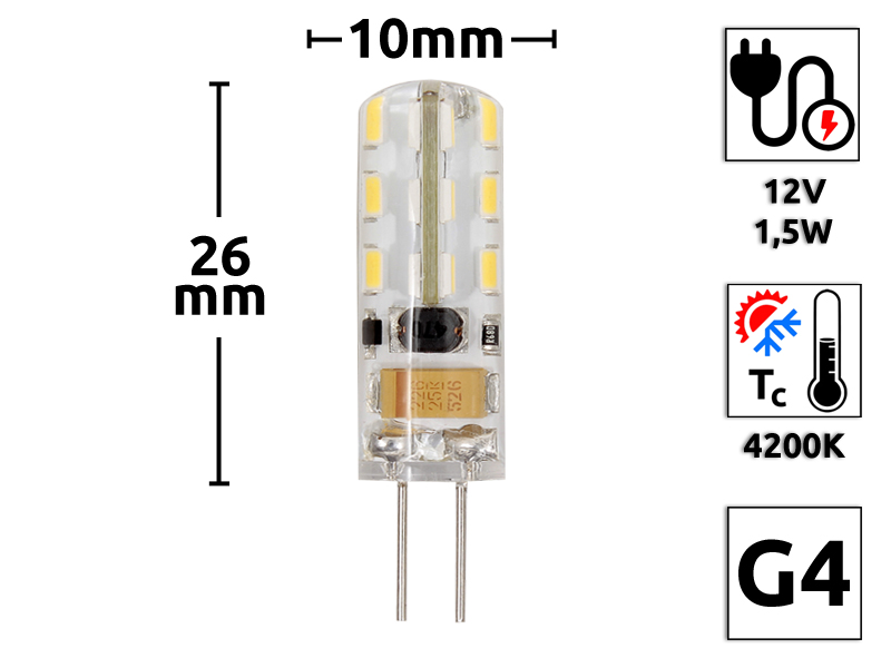 LED Лампа светодиодная ECO-G4-1,5W-24SMD 12V, 4200K - Купить с доставкой в магазине полезной электроники Web55.ru