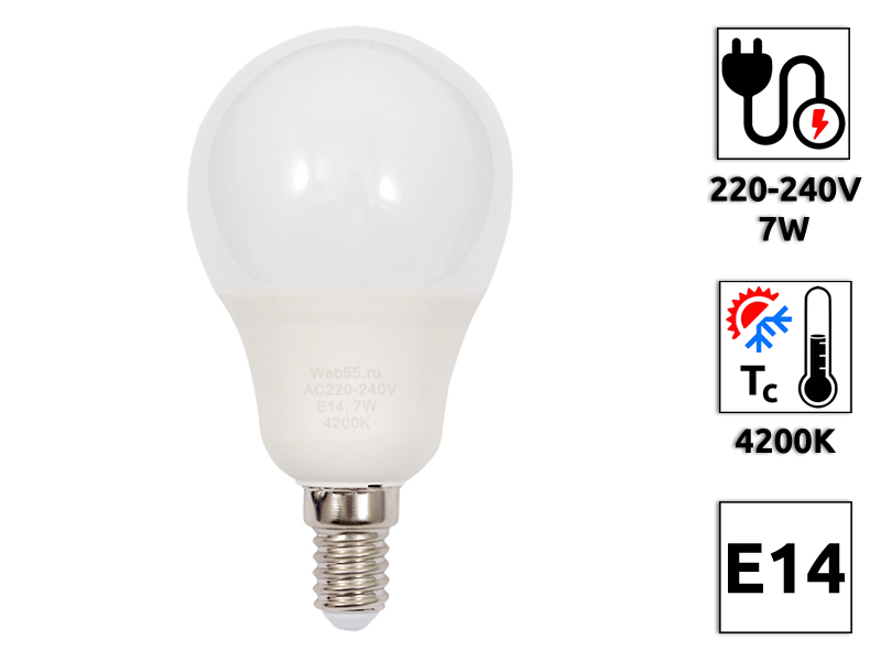 LED Лампа светодиодная BQ-G60-E14-7CPK, 7W, 4200K - Купить с доставкой в магазине полезной электроники Web55.ru
