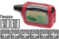 Кожаный чехол, для пультов сигнализаций Pandora 3000/3100/3210/3250/3500/3700 De Lux/DX-40/DX-50 (красный)